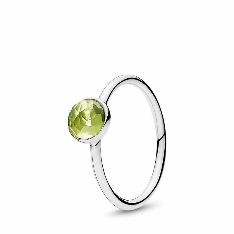 Pandora August Droplet Ring - Sterling Silver/Green/Peridot - Canada | QI2876LE